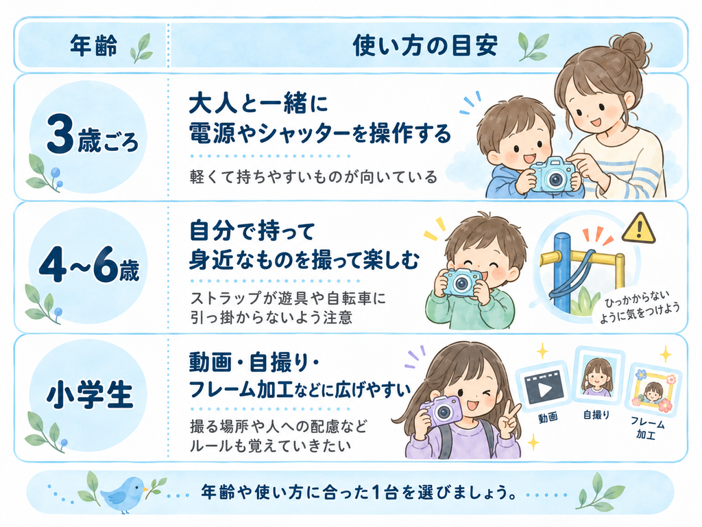キッズカメラの対象年齢と年齢別の使い方
